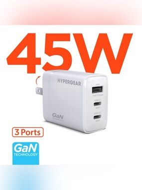 HyperGear 45W GaN Fast Charge USB Wall Charger - White